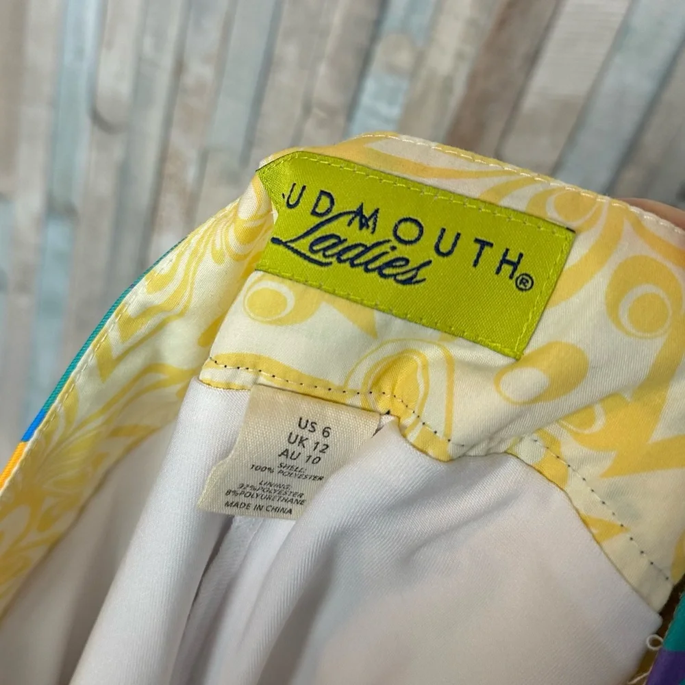 Loudmouth 6 Colorful Peaches‎ & Cream Print Skort Golf Skirt Bright Houndstooth